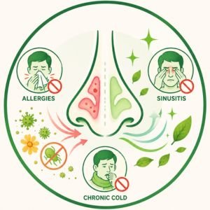 Relieves allergies, sinusitis, and chronic cold
