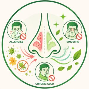 Relieves allergies, sinusitis, and chronic cold